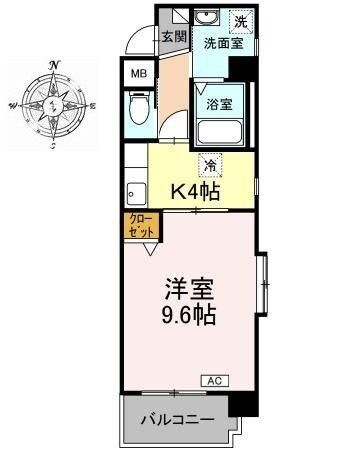 拡大写真：エスパシオ本陣 5階503の間取り