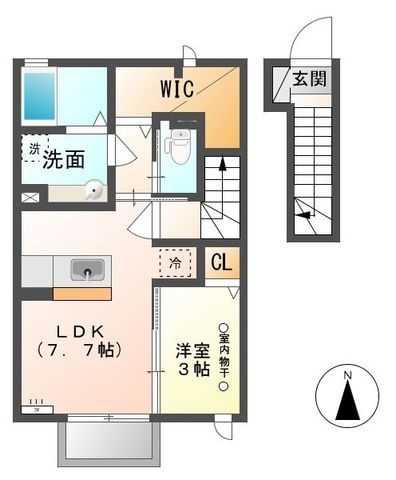 拡大写真:プリマージュ B 2階205の間取り