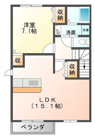 拡大写真:ハーモニー 2階201の間取り