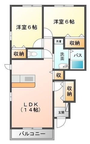 拡大写真:ガーデンセレナ 1階104の間取り
