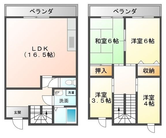 拡大写真:ニューサクラ 1階B-Bの間取り