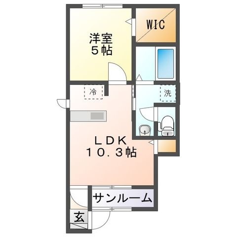 拡大写真:アルカンシエルC・D 1階D102の間取り