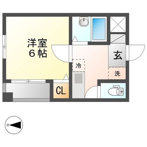 拡大写真:コーポ西本 3階307の間取り
