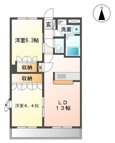 拡大写真:ミラーアイランドGⅠ 2階203の間取り