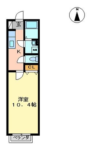 拡大写真：コーポ加納　Ⅱ 2階102の間取り