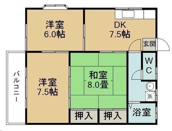 拡大写真:コーポ庄清4 2階201の間取り
