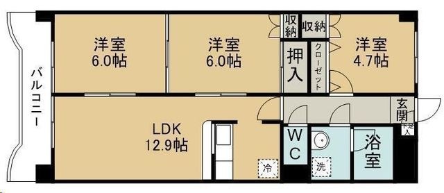 拡大写真:ジェムラポール 4階406の間取り