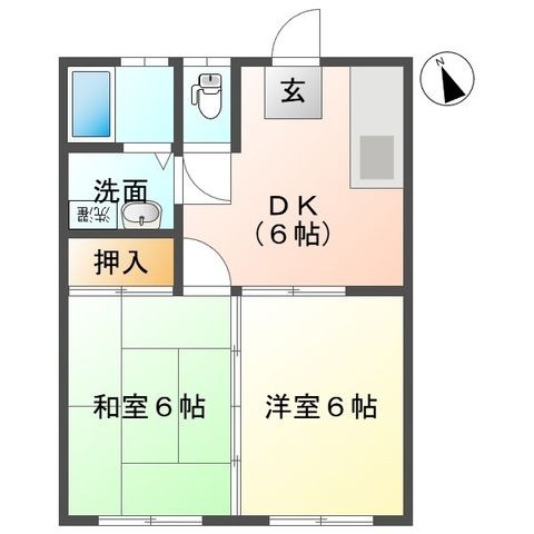 拡大写真:すまいるハイツ 2階202の間取り