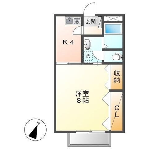 拡大写真:倉敷市中庄 2階202の間取り