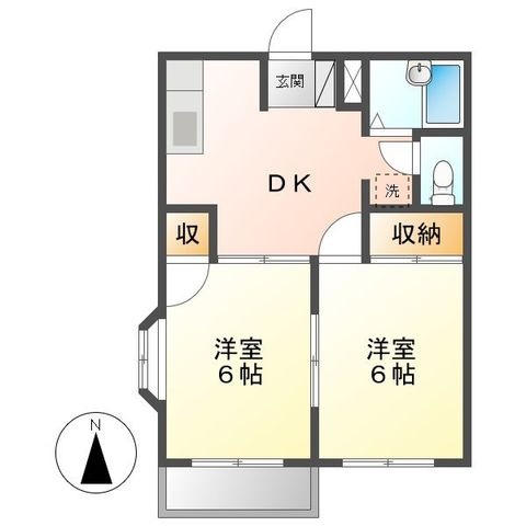 拡大写真:倉敷市大内 2階203の間取り