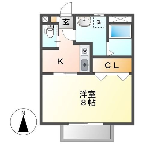 拡大写真：倉敷市鳥羽 2階205の間取り