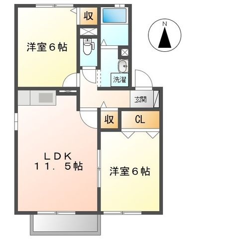 拡大写真:倉敷市水江 2階202の間取り