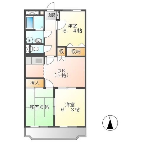 拡大写真:総社市中央5丁目 2階202の間取り