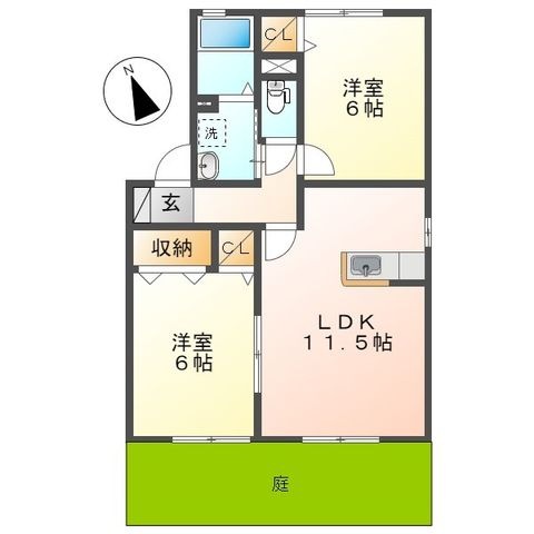 拡大写真:倉敷市大内 1階101の間取り