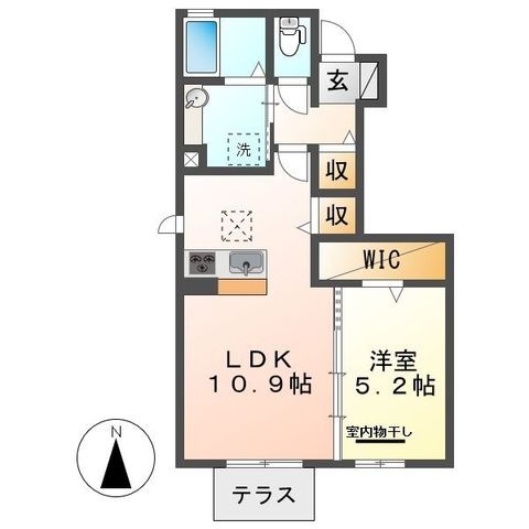 拡大写真:総社市小寺 1階107の間取り