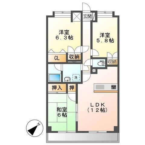 拡大写真:倉敷市茶屋町 1階103の間取り