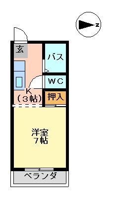 拡大写真：小宮ハイツ 1階103の間取り