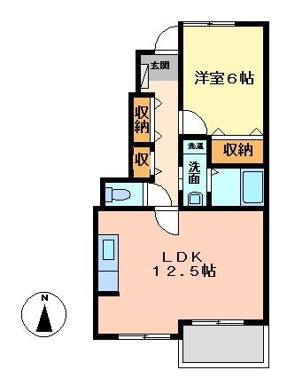拡大写真：マレノワール　Ａ棟 1階102の間取り