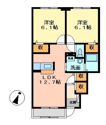 拡大写真：マレノワール　B棟 1階101の間取り