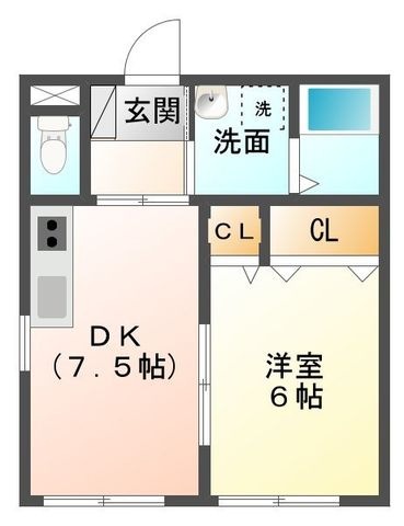 拡大写真：マロン 1階102の間取り