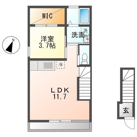 拡大写真:Bell tree 2階2Aの間取り