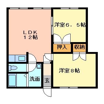 拡大写真：Ｍハイツ日の出１ 3階301の間取り