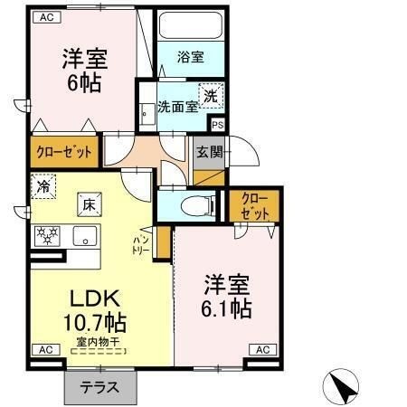 拡大写真:プランドール 1階105の間取り