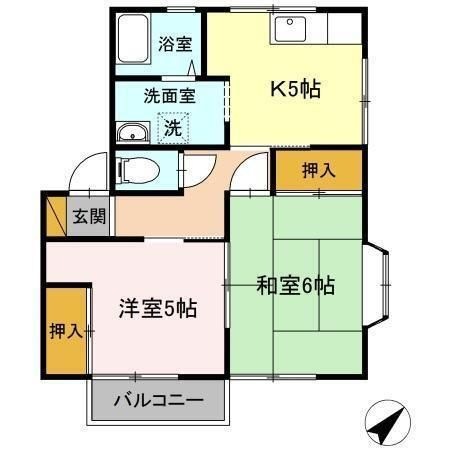 拡大写真：サウスコーポB 2階202の間取り