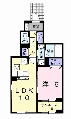 拡大写真：メゾン　ド　ノアール 1階105の間取り