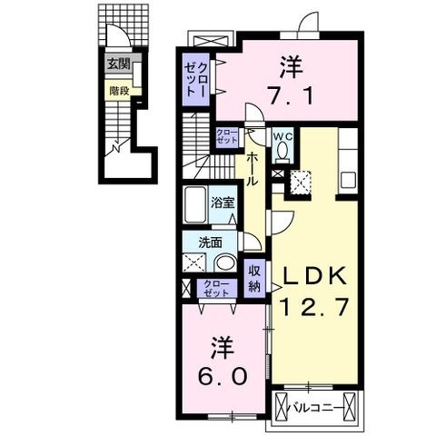 拡大写真:グローリア 2階203の間取り