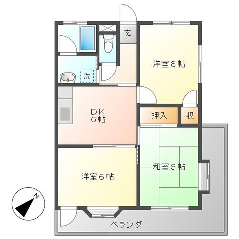 拡大写真:春日部市中央4丁目 3階307の間取り
