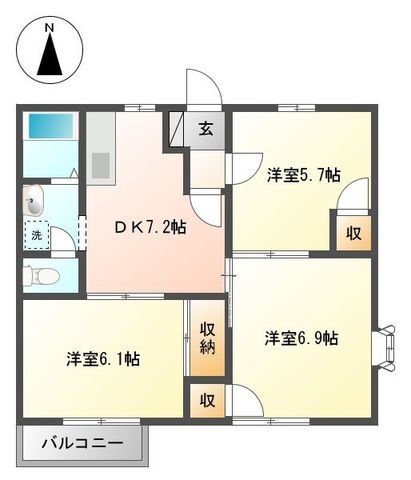 拡大写真:春日部市栄町2丁目 2階201の間取り