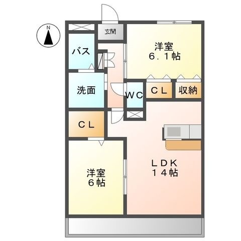拡大写真:シャトーⅡ 3階301の間取り