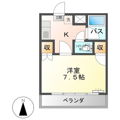 拡大写真：コーポイーストパーク 2階203の間取り