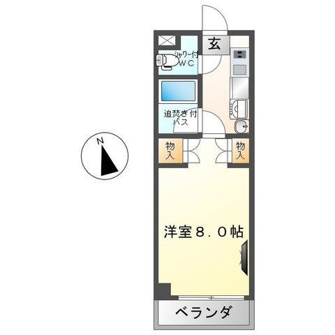 拡大写真:ラヴィアンローズⅡ 4階405の間取り