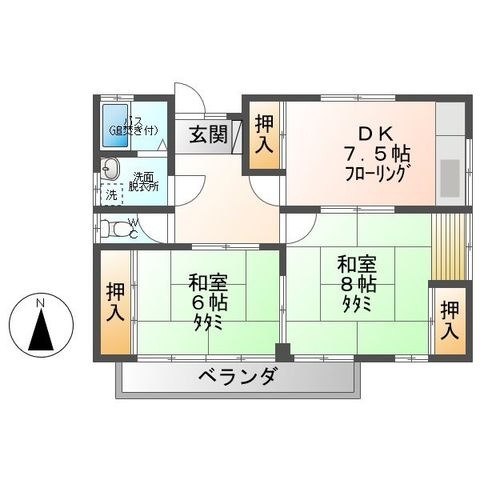 拡大写真:柳沢アパート1 1階201の間取り