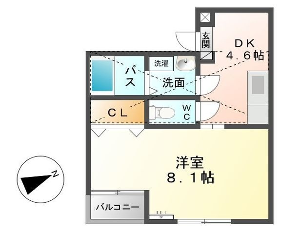 拡大写真:スプルース 2階201の間取り