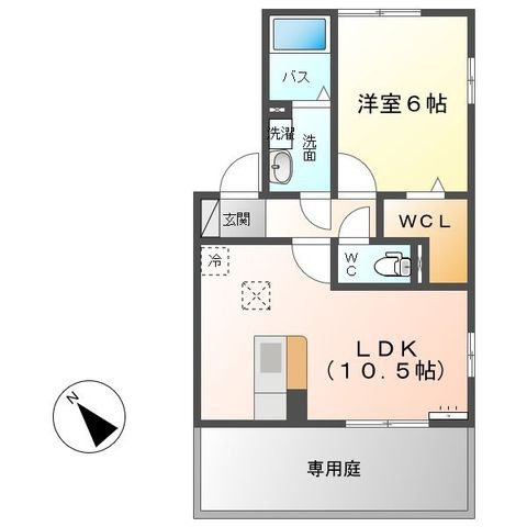 拡大写真:メゾンピコ A 1階101の間取り
