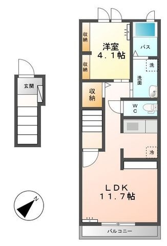 拡大写真:ルピナス鳥取 2階202の間取り