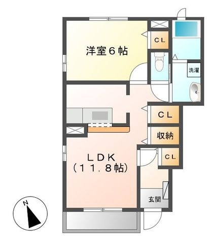 拡大写真：メッゾ　マーヴェラス　 1階B101の間取り