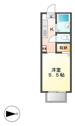 拡大写真:ダンケ タカミヤⅡ 2階Sの間取り