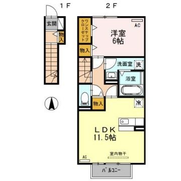 拡大写真:D-room萩原 2階202の間取り