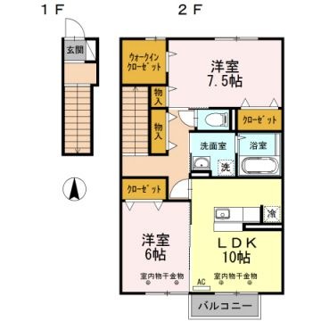 拡大写真：ジュネス向新庄２Ａ 2階203の間取り