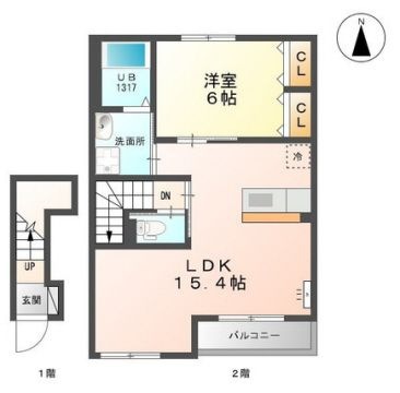 拡大写真:ディア クローバー 奥田 2階202の間取り