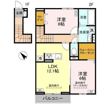 拡大写真:アデル 2階202の間取り