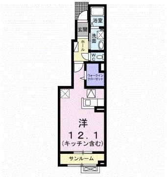 拡大写真:アバンスライズ 1階102の間取り