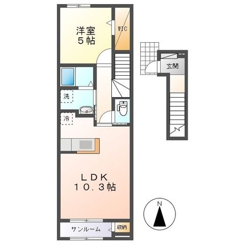 拡大写真: モデルノ クスノキ 2階202の間取り