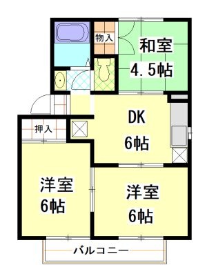 拡大写真:倉敷市玉島八島 2階201の間取り