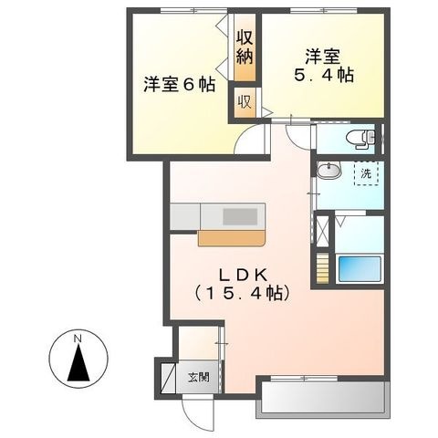 拡大写真:倉敷市中畝3丁目 1階105の間取り