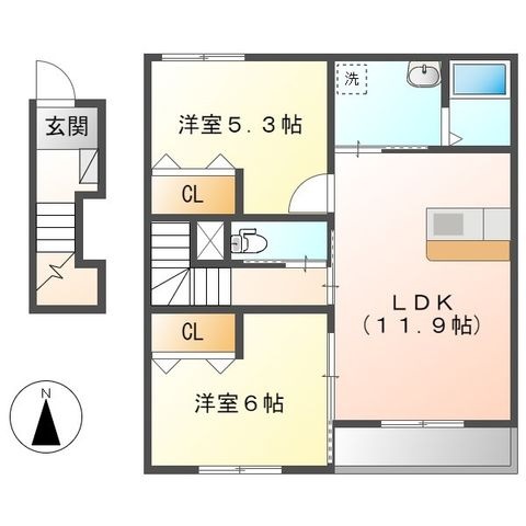 拡大写真:倉敷市児島阿津1丁目 2階201の間取り